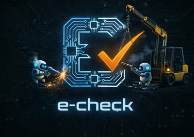 e-check Logo im Aufbau